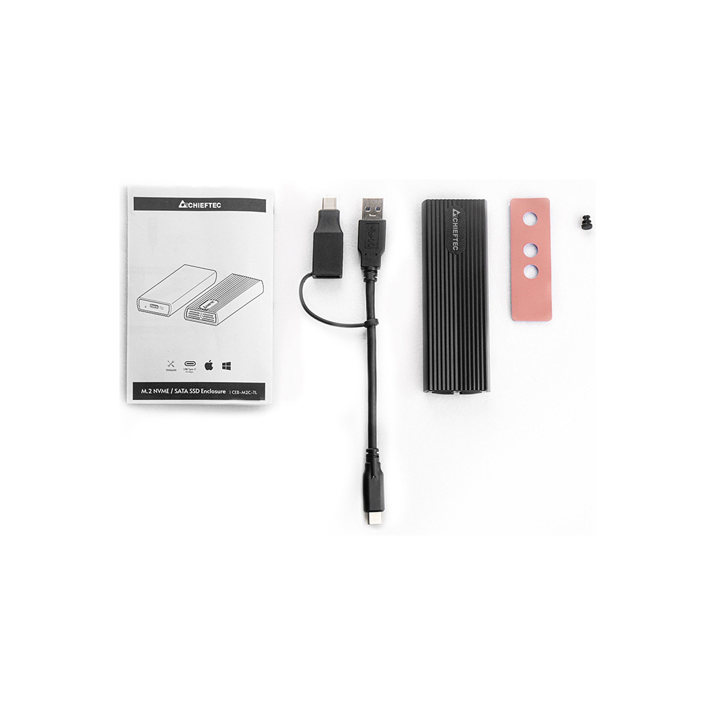 Кишеня зовнішня Chieftec USB 3.2 Gen2 Type-C M.2 PCIe NVMe/SATA SSD (CEB-M2C-TL) - фото 5 Кишеня зовнішня Chieftec USB 3.2 Gen2 Type-C M.2 PCIe NVMe/SATA SSD (CEB-M2C-TL) - фото 5