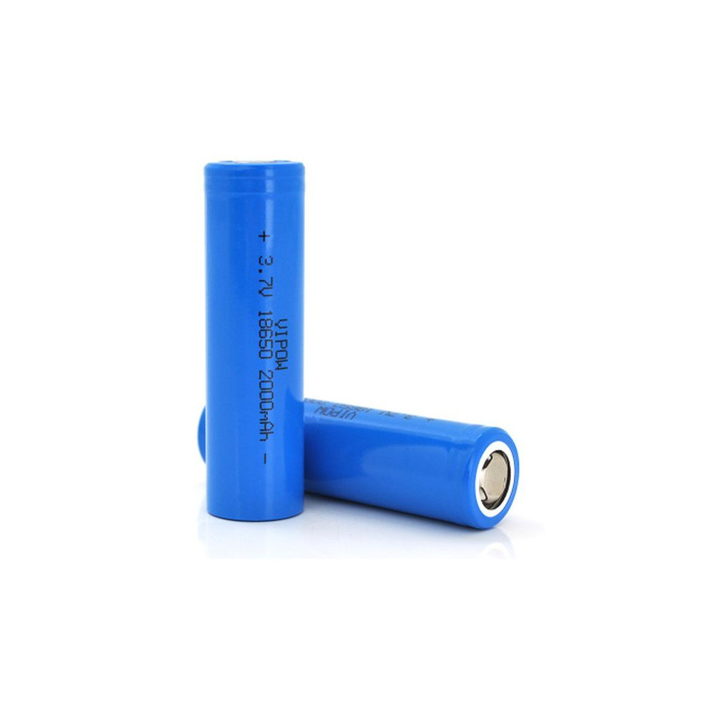 Акумулятор 18650 Li-Ion ICR18650 FlatTop, 2000mAh, 3.7V, Blue Vipow (ICR18650-2000mAhFT) - фото 1