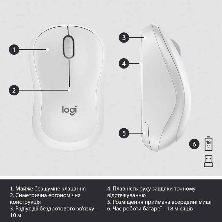 Комплект Logitech MK295 Silent UA Off-White (920-009824) - фото 7
