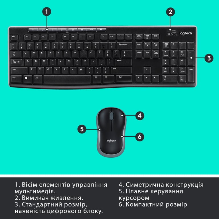 Комплект Logitech MK270 Wireless UA Black (920-004508) - фото 6
