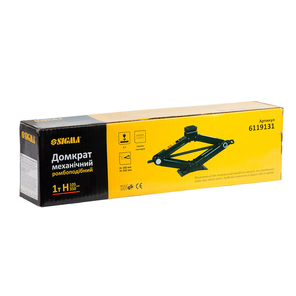 Домкрат Sigma механічний ромбоподібний 1т Н 105-350мм (6119131) - фото 5 Домкрат Sigma механічний ромбоподібний 1т Н 105-350мм (6119131) - фото 5