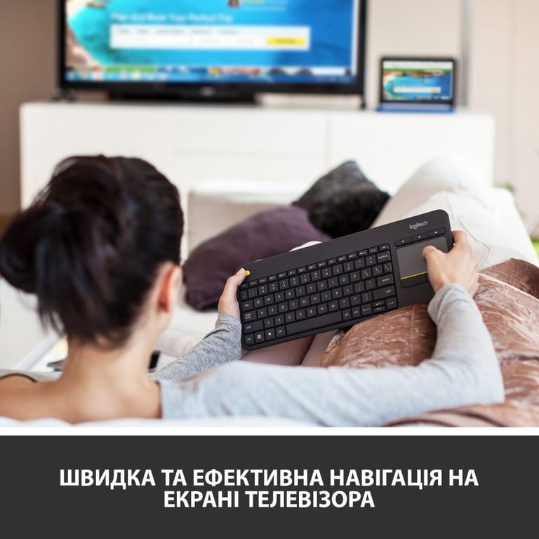 Клавіатура Logitech K400 Plus Touch Wireless UA Black (920-007145) - фото 2