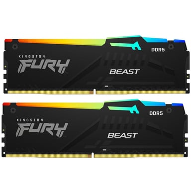 Модуль пам'яті для комп'ютера DDR5 16GB (2x8GB) 5200 MHz FURY Beast RGB Kingston Fury (ex.HyperX) (KF552C40BBAK2-16) - фото 1