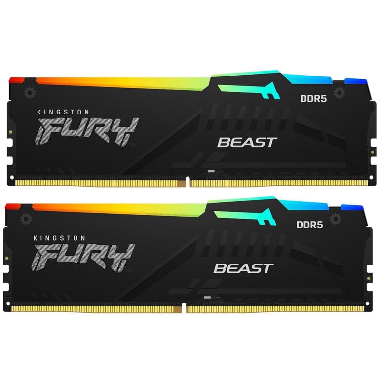 Модуль пам'яті для комп'ютера DDR5 16GB (2x8GB) 5200 MHz FURY Beast RGB Kingston Fury (ex.HyperX) (KF552C40BBAK2-16) - фото 1