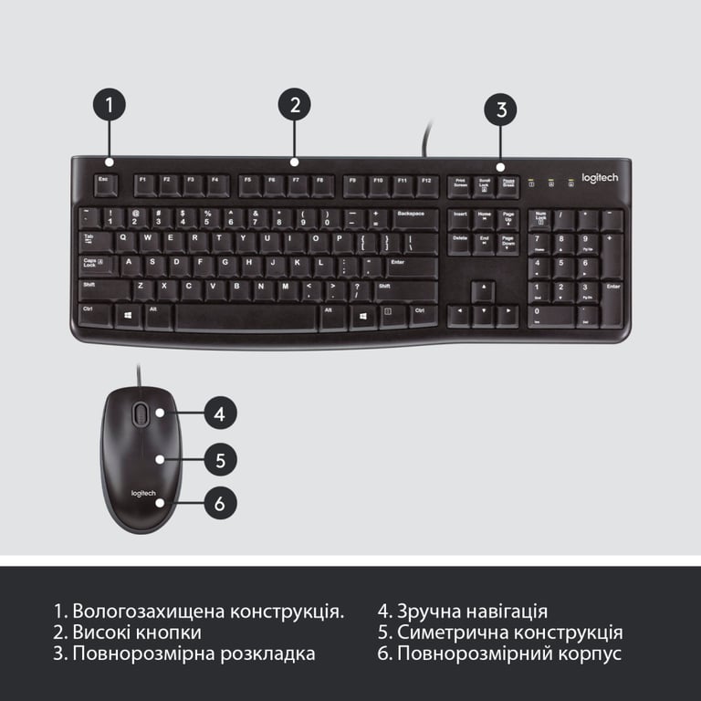 Комплект Logitech MK120 USB UA Black (920-002563) - фото 6
