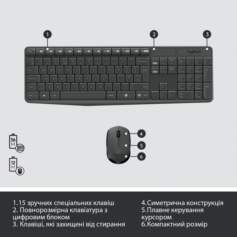 Комплект Logitech MK235 Wireless UA (920-007931) - фото 6