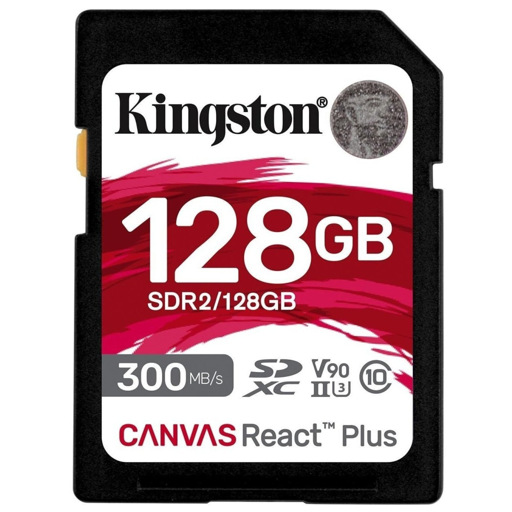 Карта пам'яті Kingston 128GB SDXC class 10 UHS-II U3 Canvas React Plus (SDR2/128GB) - фото 1 Карта пам'яті Kingston 128GB SDXC class 10 UHS-II U3 Canvas React Plus (SDR2/128GB) - фото 1