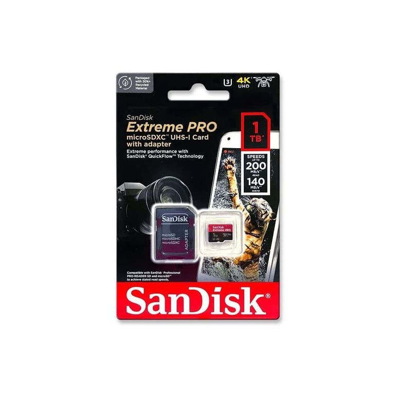 Карта пам'яті SanDisk 1 TB microSDXC UHS-I U3 Extreme Pro+SD Adapter (SDSQXCD-1T00-GN6MA) - фото 4