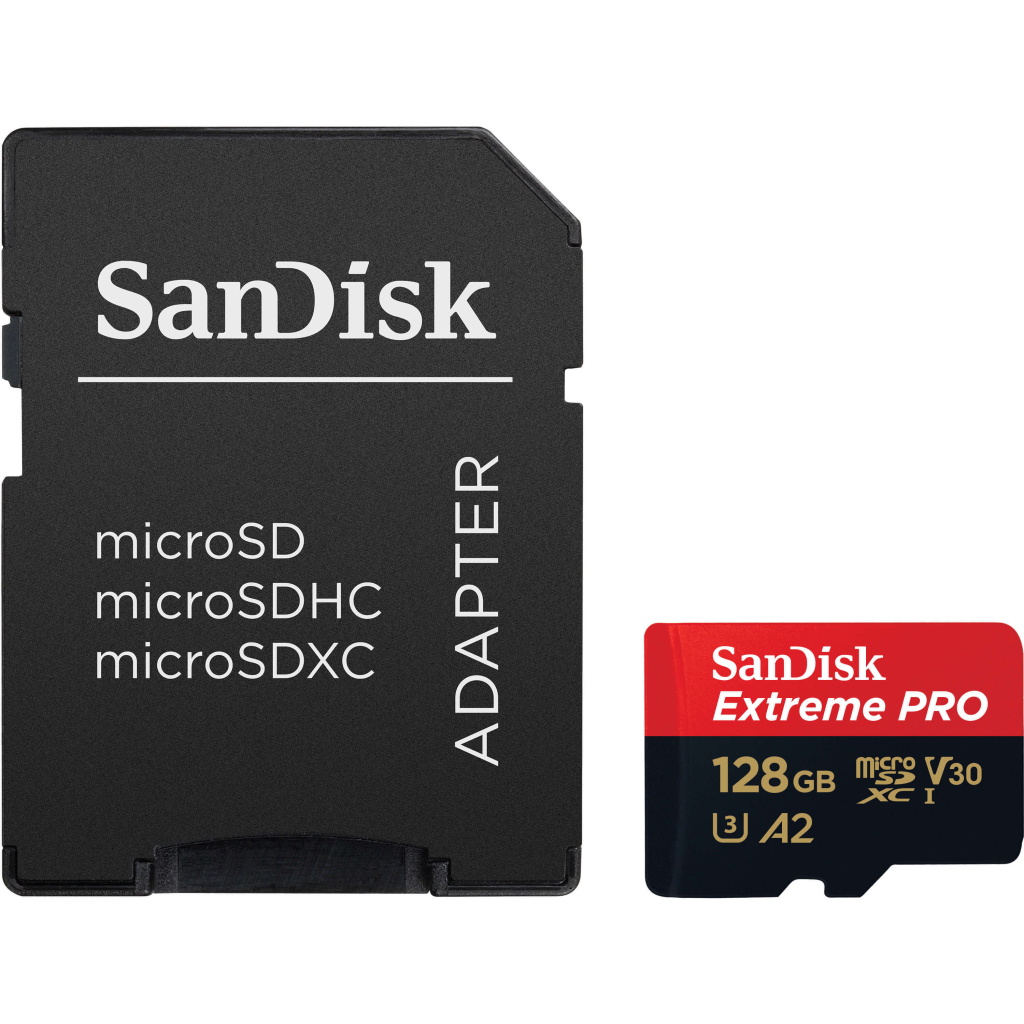 Карта пам'яті SanDisk 128 GB microSDXC UHS-I U3 Extreme Pro+SD Adapter (SDSQXCD-128G-GN6MA) - фото 1 Карта пам'яті SanDisk 128 GB microSDXC UHS-I U3 Extreme Pro+SD Adapter (SDSQXCD-128G-GN6MA) - фото 1