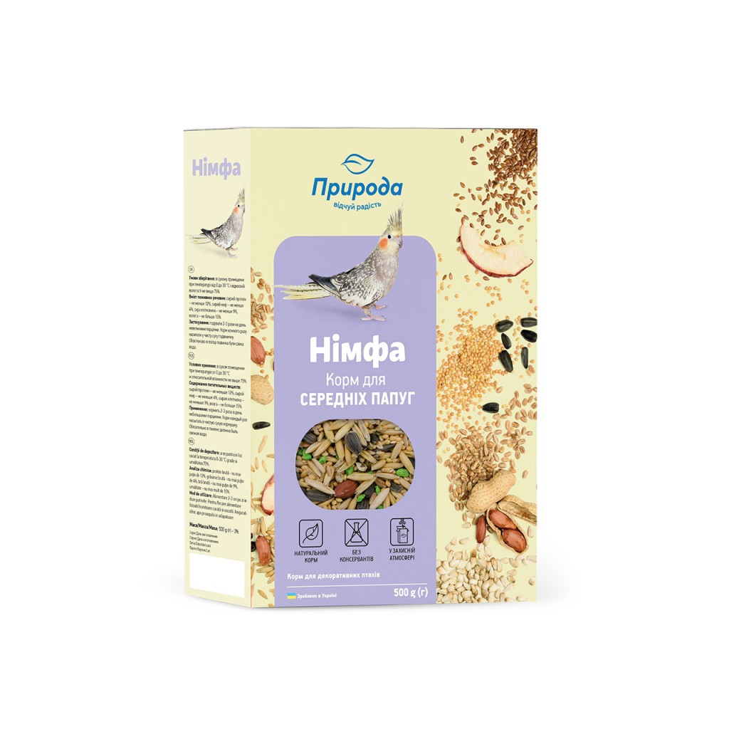 Корм для птахів Природа Німфа для середніх папуг 500 г (4823082410804) - фото 1