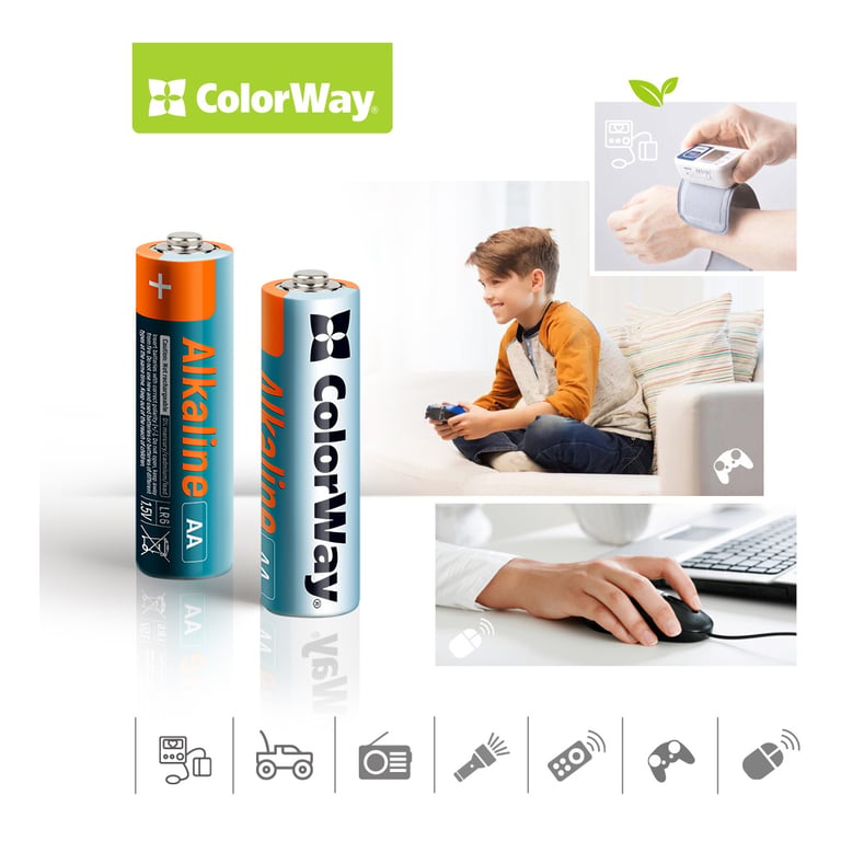 Батарейка ColorWay AA LR6 Alkaline Power (лужні) * 2 blister (CW-BALR06-2BL) - фото 3