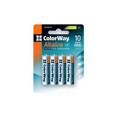 Батарейка ColorWay AA LR6 Alkaline Power (лужні) *4 blister (CW-BALR06-4BL) - фото 1