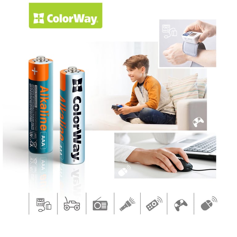 Батарейка ColorWay AAA LR03 Alkaline Power (лужні) * 24шт plastic box (CW-BALR03-24PB) - фото 3