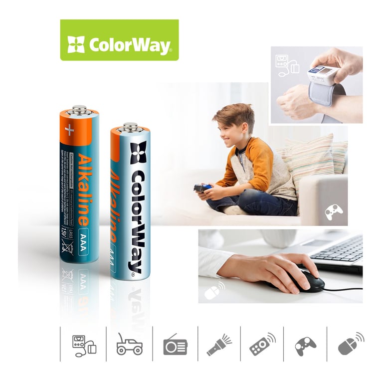 Батарейка ColorWay AAA LR03 Alkaline Power (лужні) * 2 blister (CW-BALR03-2BL) - фото 3
