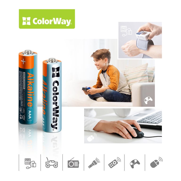 Батарейка ColorWay AAA LR03 Alkaline Power (лужні) * 4 blister (CW-BALR03-4BL) - фото 3