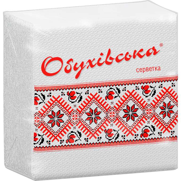 Серветки столові Обухівський 1 шар білі 23х24 см 80 шт. (4820003833858)