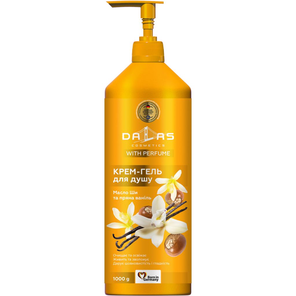 Гель для душу Dalas Cosmetics Олія ши та пряна ваніль 1000 г (4823128000242) Гель для душу Dalas Cosmetics Олія ши та пряна ваніль 1000 г (4823128000242)