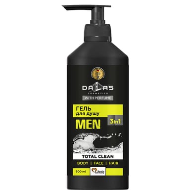 Гель для душу Dalas Cosmetics Total Clean 3 в 1 Для чоловіків 500 г (4823128000334) - фото 1