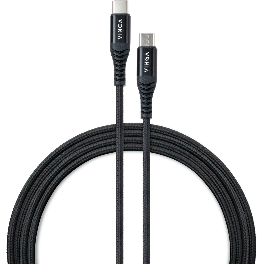 Дата кабель USB-C to USB-C 1.0m 60W Nylon Vinga (VCDCCCM331) - фото 1