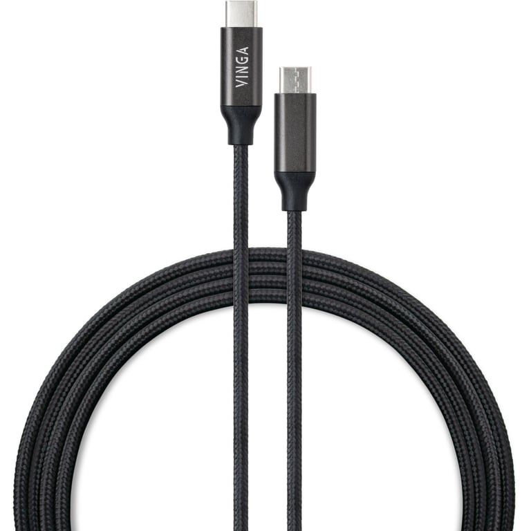 Дата кабель USB-C to USB-C 2.0m 100W E-Mark Chip Nylon Vinga (VCPCTC100BK2) - фото 1