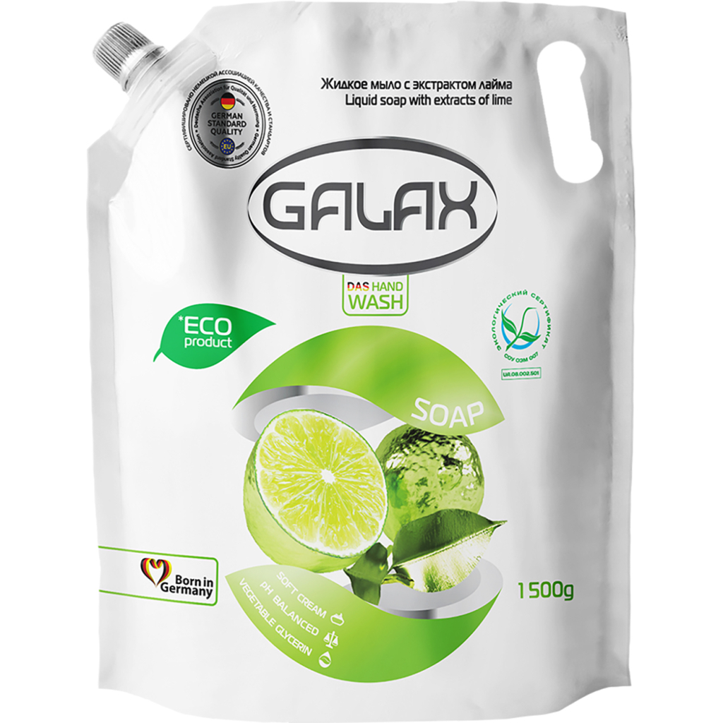 Рідке мило Galax з екстрактом Лайму дой-пак 1500 г (4260637721624) - фото 1