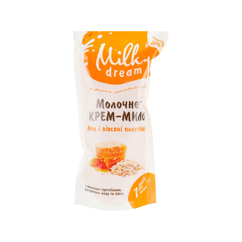 Рідке мило Milky Dream Мед з вівсяними пластівцями дой-пак 1000 мл (4820205300189) - фото 1