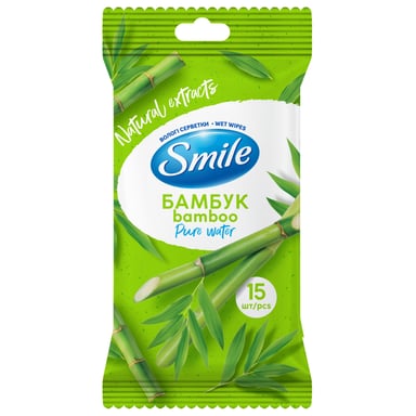 Вологі серветки Smile Daily Бамбук 15 шт. (4820048481960) - фото 1