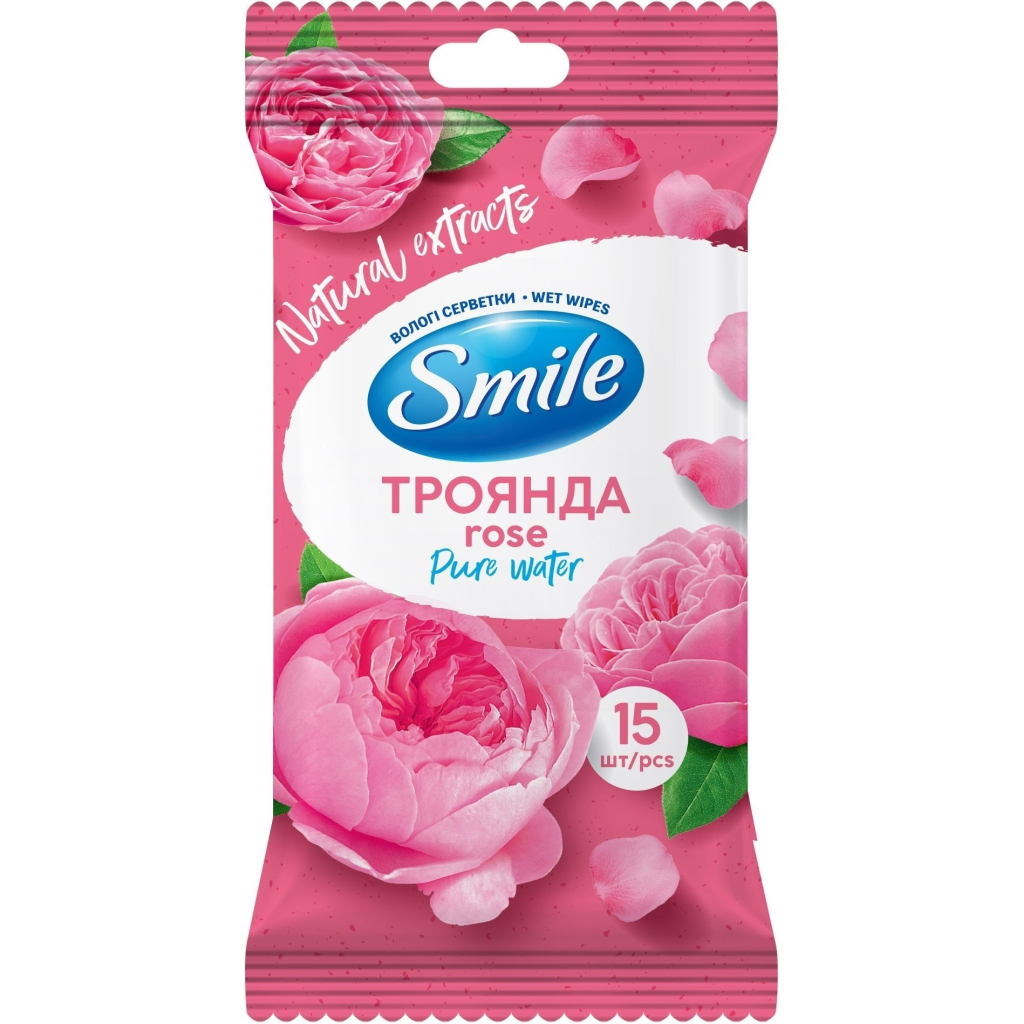 Вологі серветки Smile Daily Троянда 15 шт. (4820048482219) Вологі серветки Smile Daily Троянда 15 шт. (4820048482219)