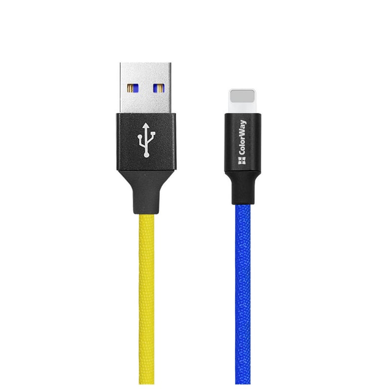 Дата кабель USB 2.0 AM to Lightning 1.0m National ColorWay (CW-CBUL052-BLY) - фото 1