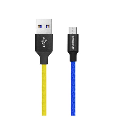 Дата кабель USB 2.0 AM to Micro 5P 1.0m National ColorWay (CW-CBUM052-BLY) - фото 1