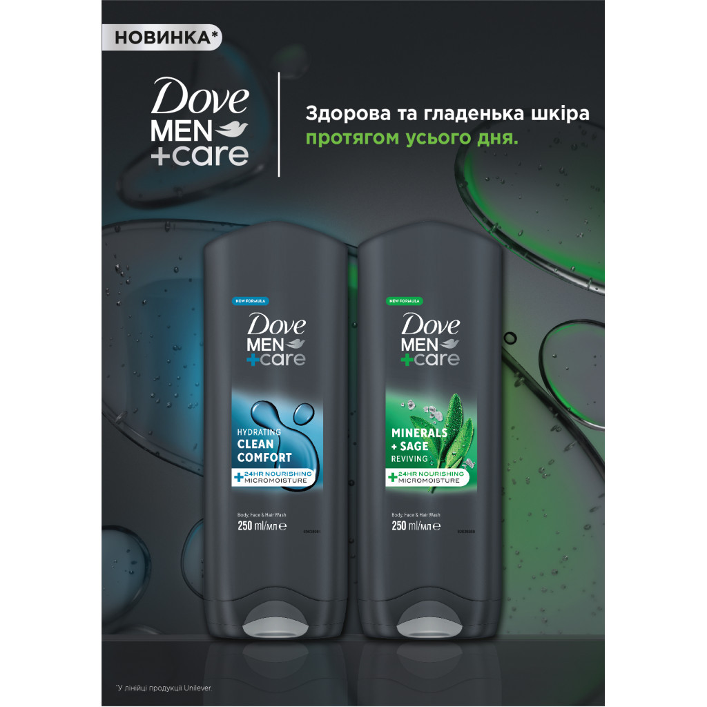 Гель для душу Dove Men+Care Чистота та комфорт 400 мл (8717644683149/8720181313448) - фото 3 Гель для душу Dove Men+Care Чистота та комфорт 400 мл (8717644683149/8720181313448) - фото 3
