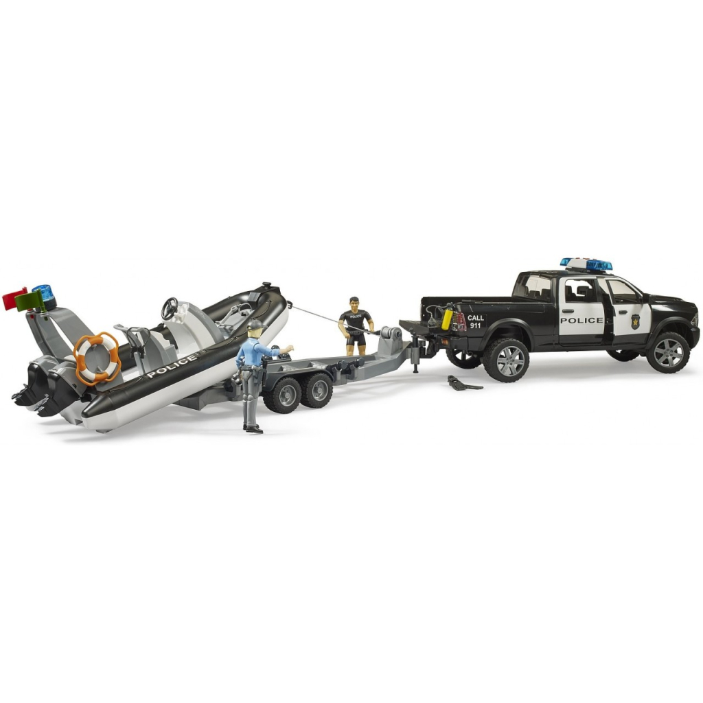 Спецтехніка Bruder Поліцейський пікап RAM 2500 з причепом, човном та фігурками (02507) - фото 2 Спецтехніка Bruder Поліцейський пікап RAM 2500 з причепом, човном та фігурками (02507) - фото 2