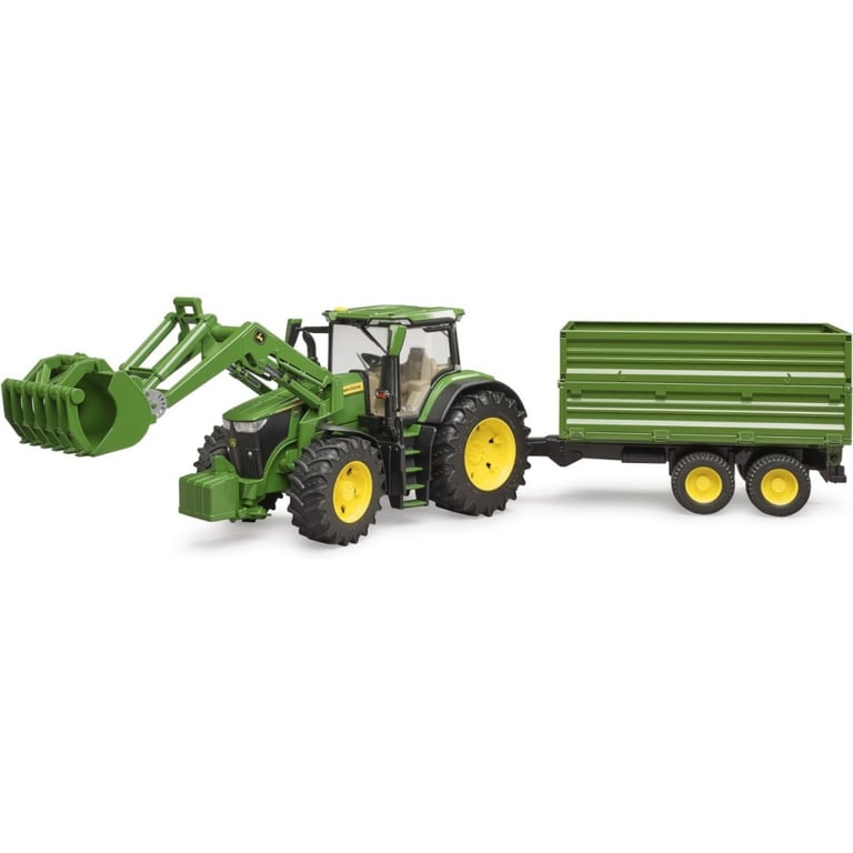 Масштабна модель автомобіля Bruder трактор John Deere 7R 350 з навантажувачем та причепом (03155) - фото 1