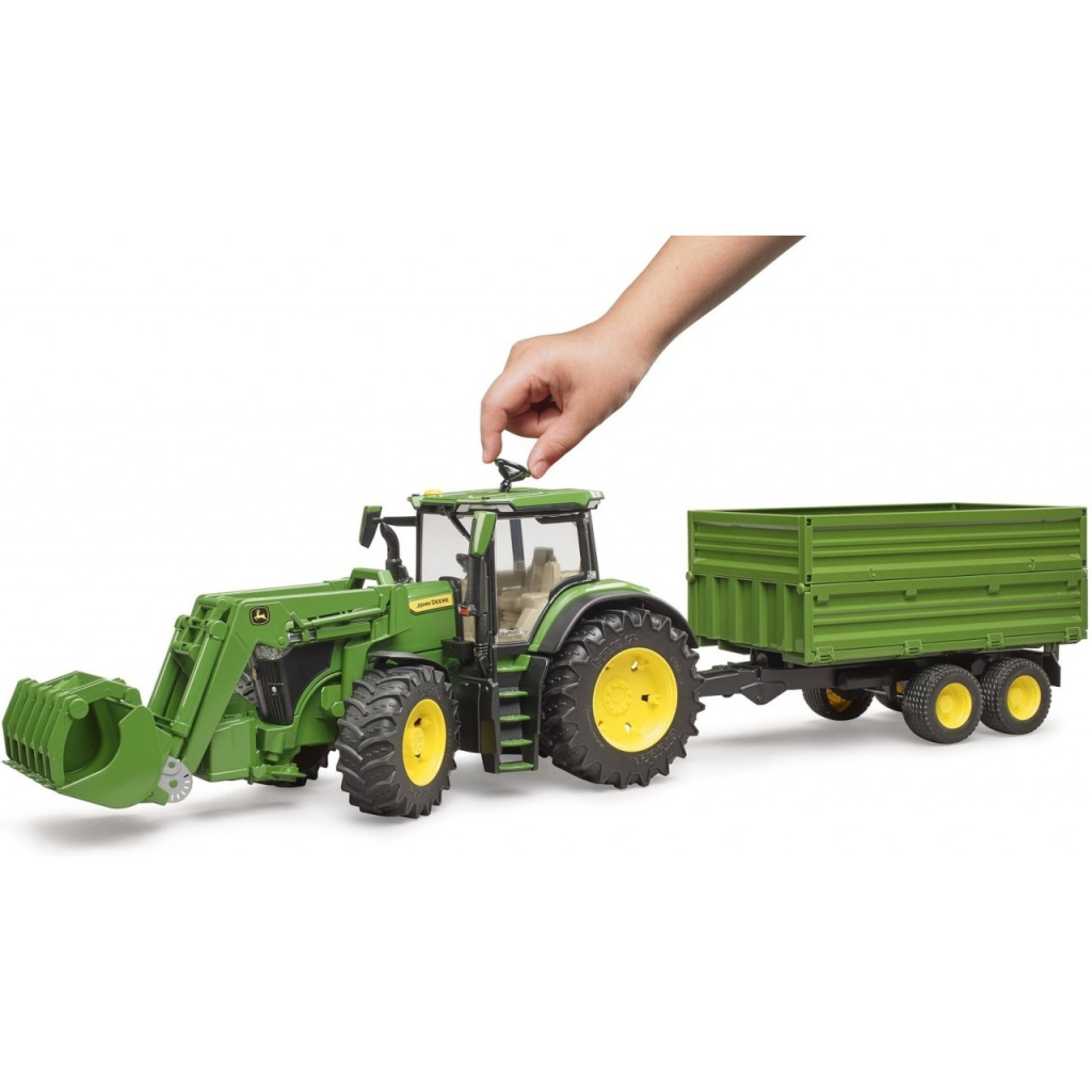 Масштабна модель автомобіля Bruder трактор John Deere 7R 350 з навантажувачем та причепом (03155) - фото 2 Масштабна модель автомобіля Bruder трактор John Deere 7R 350 з навантажувачем та причепом (03155) - фото 2