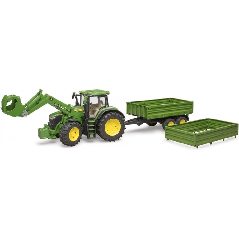 Масштабна модель автомобіля Bruder трактор John Deere 7R 350 з навантажувачем та причепом (03155) - фото 3