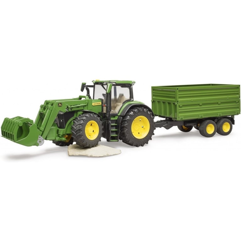 Масштабна модель автомобіля Bruder трактор John Deere 7R 350 з навантажувачем та причепом (03155) - фото 4