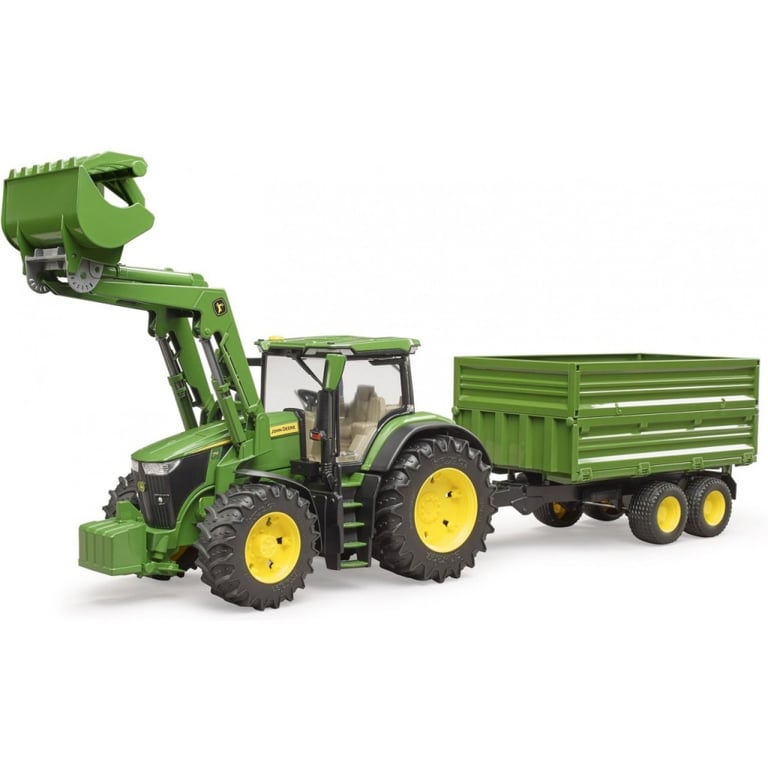 Масштабна модель автомобіля Bruder трактор John Deere 7R 350 з навантажувачем та причепом (03155) - фото 6