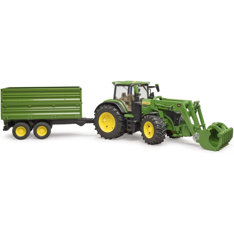 Масштабна модель автомобіля Bruder трактор John Deere 7R 350 з навантажувачем та причепом (03155) - фото 8