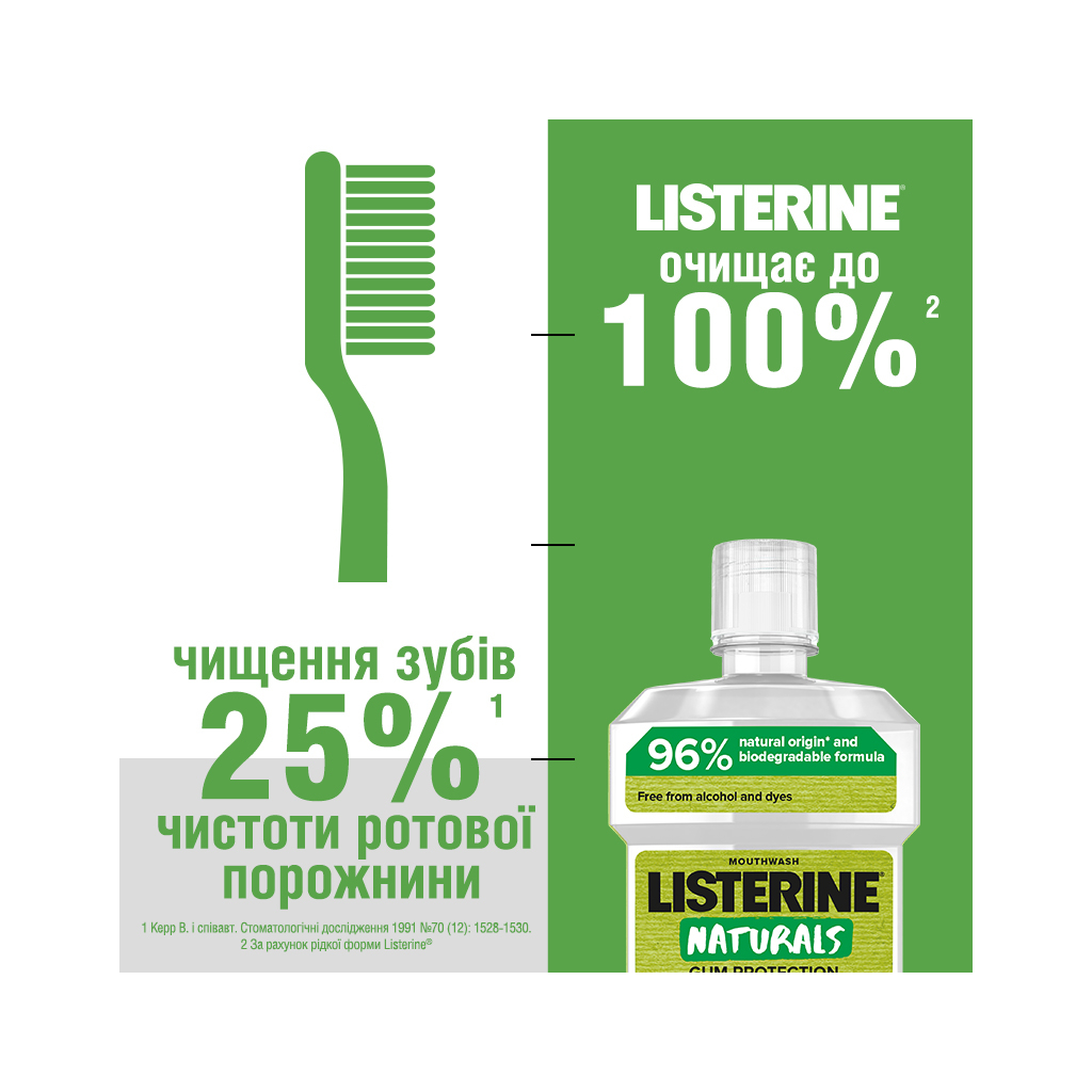 Ополіскувач для порожнини рота Listerine Naturals з ефірними оліями 500 мл (3574661643335/3574661657462) - фото 8 Ополіскувач для порожнини рота Listerine Naturals з ефірними оліями 500 мл (3574661643335/3574661657462) - фото 8