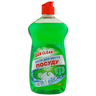 Засіб для ручного миття посуду San Clean Яблуко 500 г (4820003540152) - фото 1