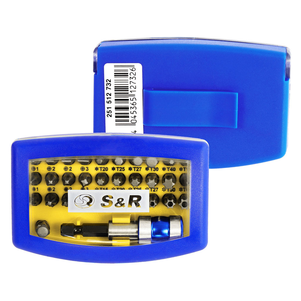 Набір біт S&R насадок для загвинчування 32шт + тримач (251512732) - фото 1