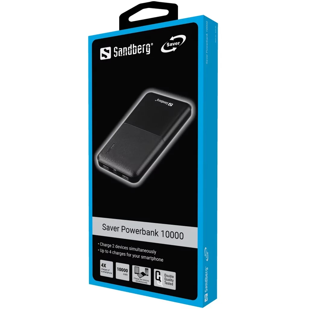Батарея універсальна Sandberg 10000mAh, Saver, USB-C, Micro-USB, output: USB-A*2 Total 5V/2.4A (320-34) - фото 2 Батарея універсальна Sandberg 10000mAh, Saver, USB-C, Micro-USB, output: USB-A*2 Total 5V/2.4A (320-34) - фото 2