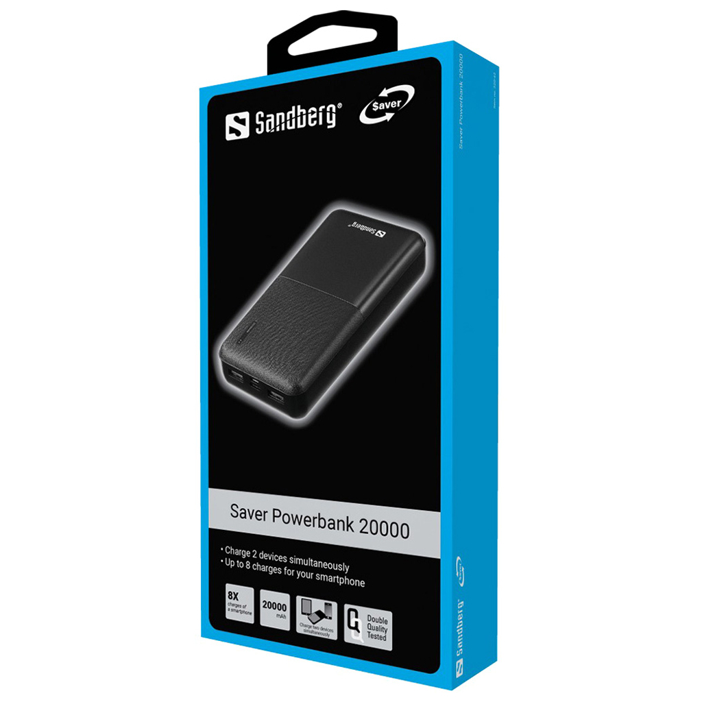 Батарея універсальна Sandberg 20000mAh, Saver, USB-C, Micro-USB, output: USB-A*2 Total 5V/2.4A (320-42) - фото 2 Батарея універсальна Sandberg 20000mAh, Saver, USB-C, Micro-USB, output: USB-A*2 Total 5V/2.4A (320-42) - фото 2