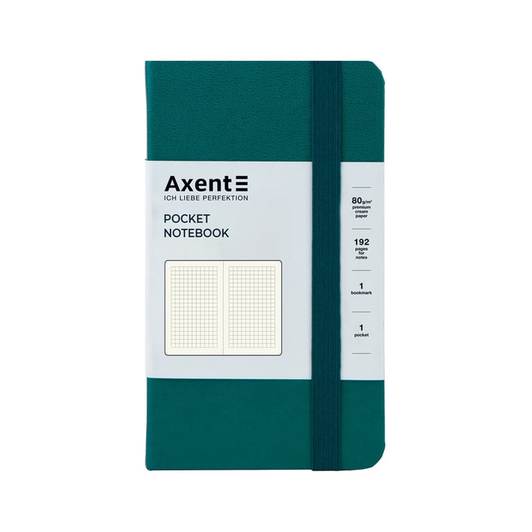 Книга записна Axent Partner, 95x140 мм, 96 аркушів, клітинка, малахітова (8301-31-A) - фото 1