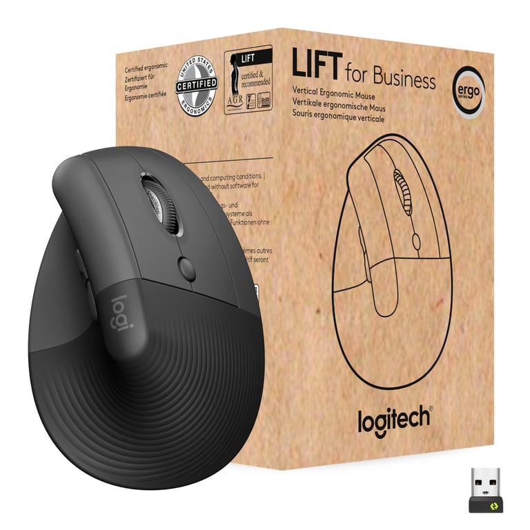 Мишка Logitech Lift Vertical Ergonomic Wireless/Bluetooth for Business Graphite (910-006494) - фото 1