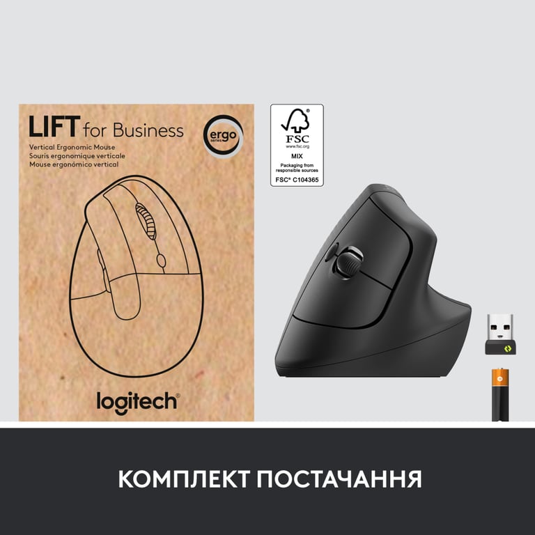 Мишка Logitech Lift Vertical Ergonomic Wireless/Bluetooth for Business Graphite (910-006494) - фото 10