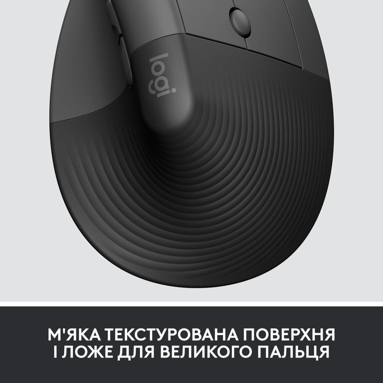 Мишка Logitech Lift Vertical Ergonomic Wireless/Bluetooth for Business Graphite (910-006494) - фото 3