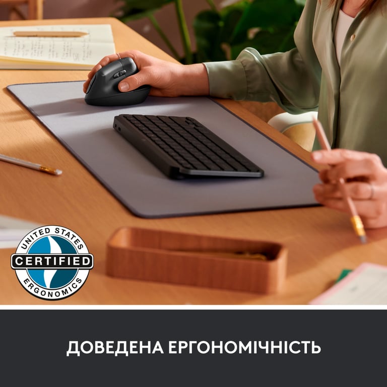 Мишка Logitech Lift Vertical Ergonomic Wireless/Bluetooth for Business Graphite (910-006494) - фото 5