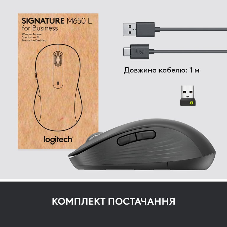 Мишка Logitech Signature M650 L Wireless Mouse for Business Graphite (910-006348) - фото 9
