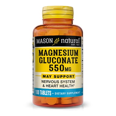 Мінерали Mason Natural Магнію глюконат 550 мг, Magnesium Gluconate, 100 таблеток (MAV06171) - фото 1